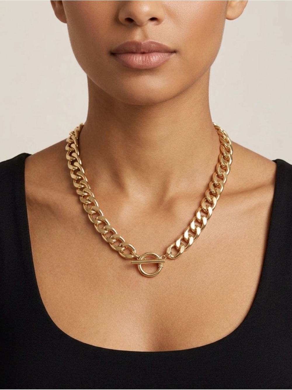 House of Harlow 1960 Chunky Cuban Gold Tone Chain 18” Necklace